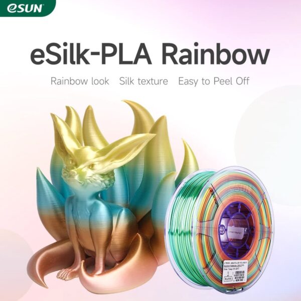 eSun - eSilk-PLA-filament, 1,75 mm, regenboog veelkleurig, 1 kg - Afbeelding 7