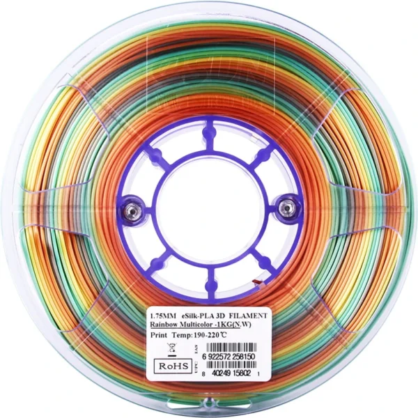 eSun - eSilk-PLA-filament, 1,75 mm, regenboog veelkleurig, 1 kg - Afbeelding 2
