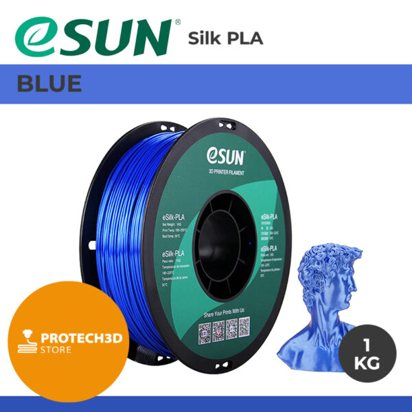 eSun - eSilk-PLA-filament, 1,75 mm, blauw, spoel van 1 kg - Afbeelding 3