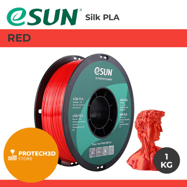 eSun - eSilk-PLA-filament, 1,75 mm, rood, spoel van 1 kg - Afbeelding 4