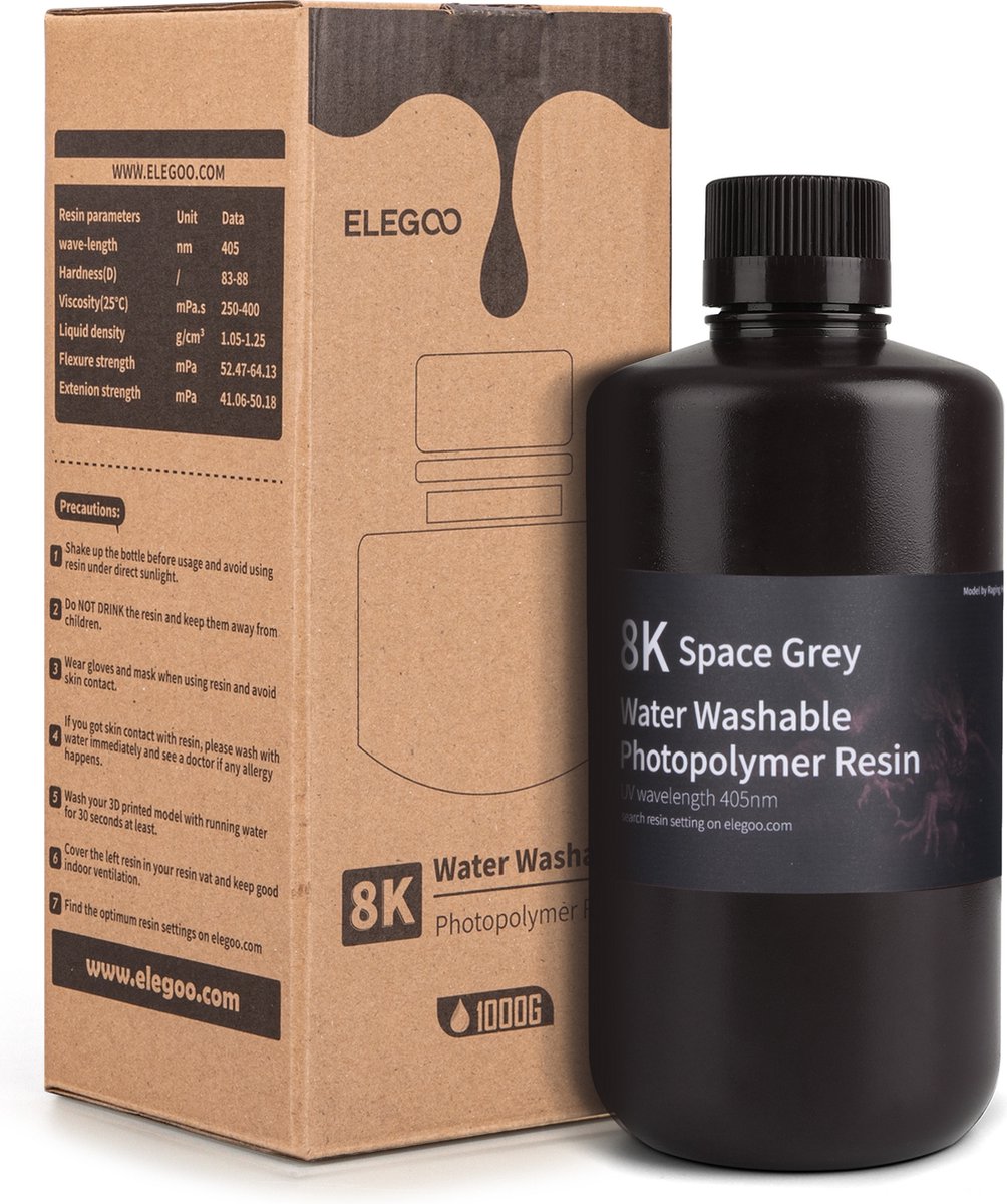 Elegoo - 8K waterafwasbare harsruimte Grijs 1kg - Afbeelding 5